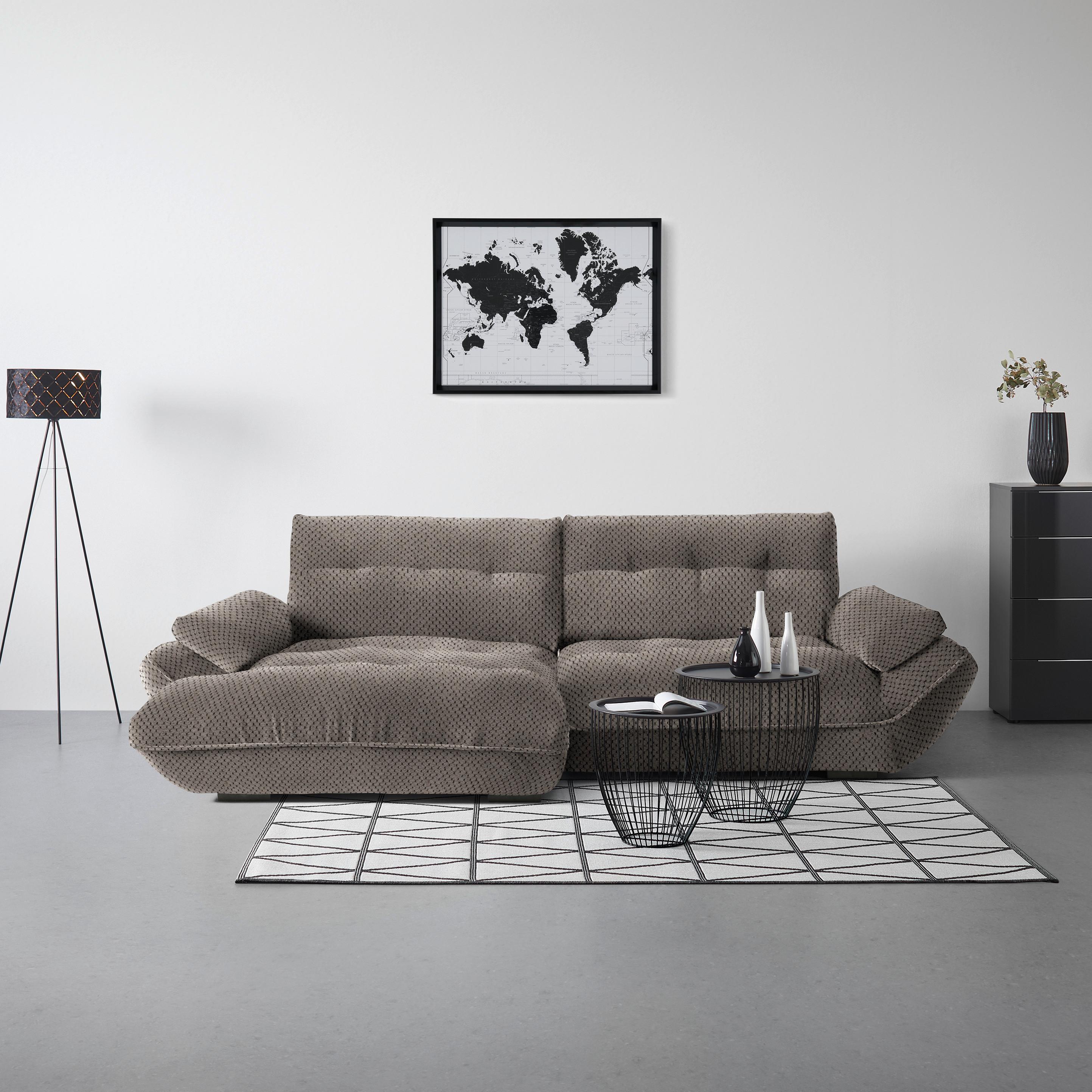 Wohnlandschaft Vivo Mokka - Schwarz/Mokka, MODERN, Kunststoff/Textil (179/63/317cm) - Premium Living