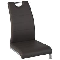 KRZESŁO NA PŁOZIE LEANDER - taupe/kolor chromowy, Design, metal/tkanina (42/99/56cm) - P & B