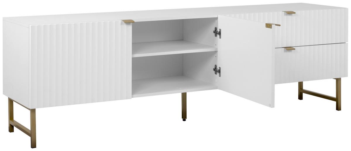 KOMODA NISKA EDINBURGH 57A - biały/kolor złoty, Design, materiał drewnopochodny/tworzywo sztuczne (179/61/41cm) - MID.YOU