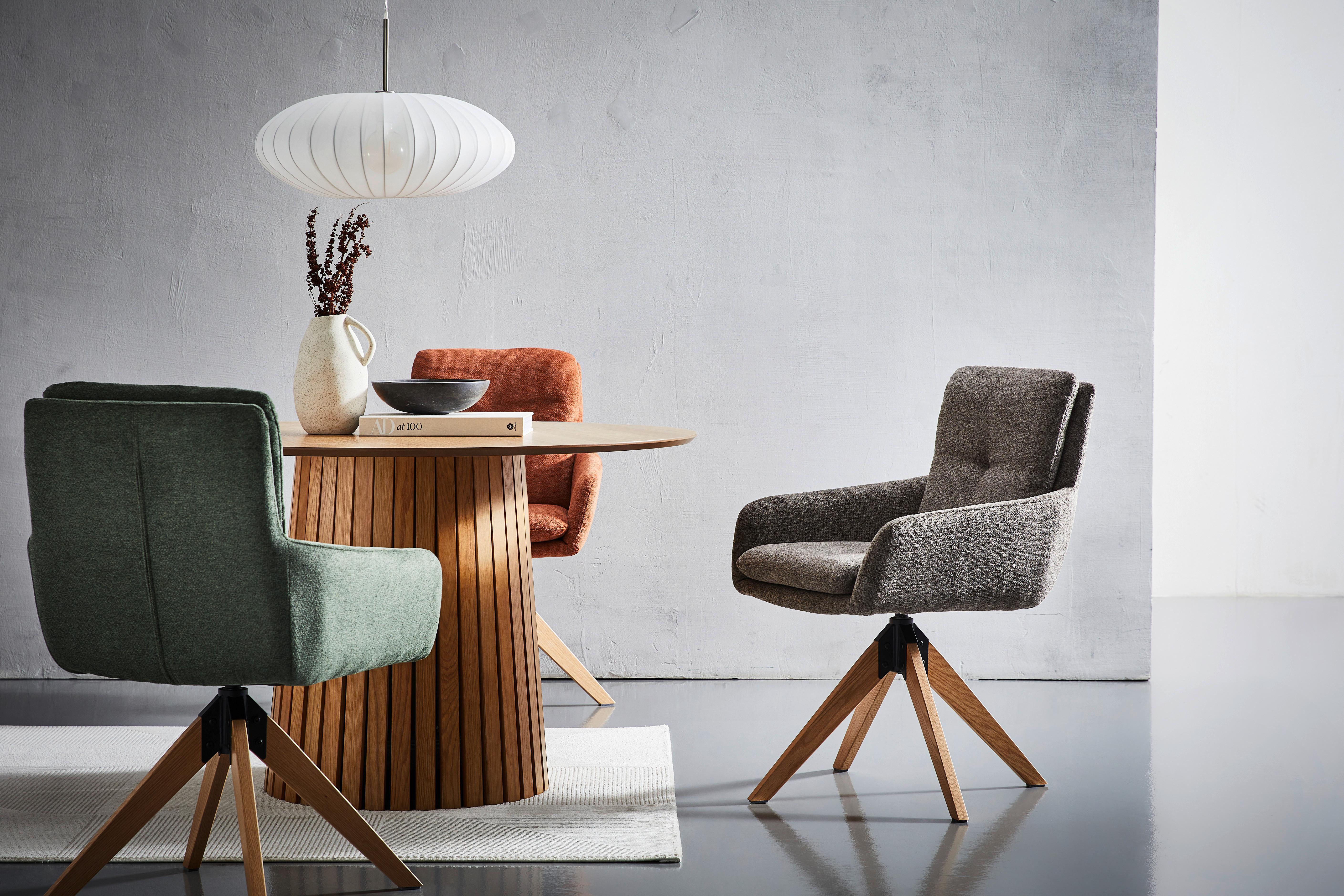 KRZESŁO Z PODŁOKIETNIKAMI SLIDE - kolor dębowy/brązowy, Modern, metal/drewno (59/91/64cm) - Livetastic