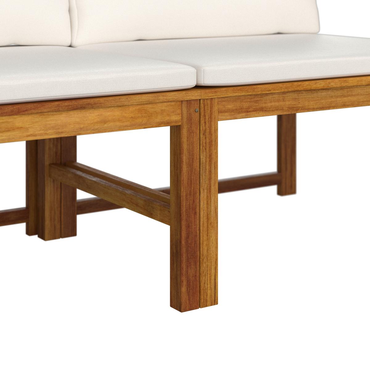 Gartenbank Ornella Creme Akazie/Outdoorstoff +Tisch - Creme/Akaziefarben, MODERN, Holz/Textil (240/66/60cm) - Bessagi Garden