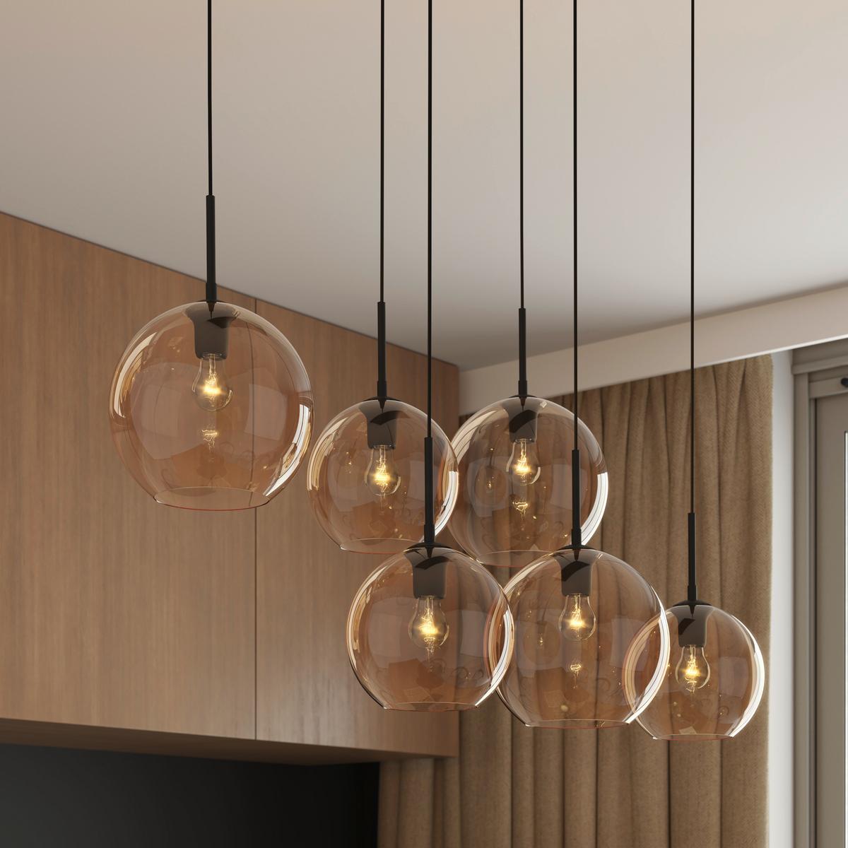 LAMPA WISZĄCA AMELIE *SBN* - kolor bursztynowy, Basics, metal/szkło (97,5/42,5/150cm) - Novel