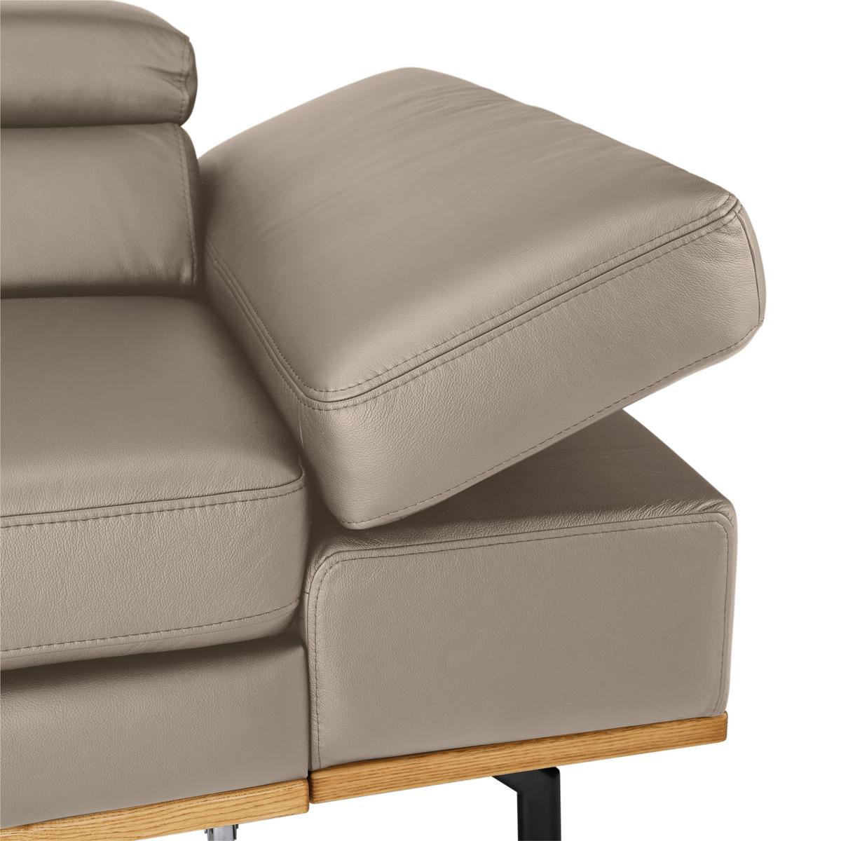 Wohnlandschaft Carmen links Creme - Creme/Schwarz, MODERN, Leder/Holz (292/72/226cm) - Premium Living