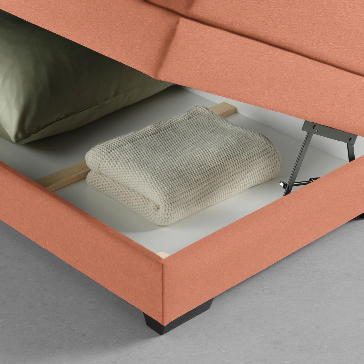 Boxspringbett Sevilla Koralle ca. 180x200cm - Koralle/Schwarz, KONVENTIONELL, Holz/Kunststoff (180/200cm) - Premium Living