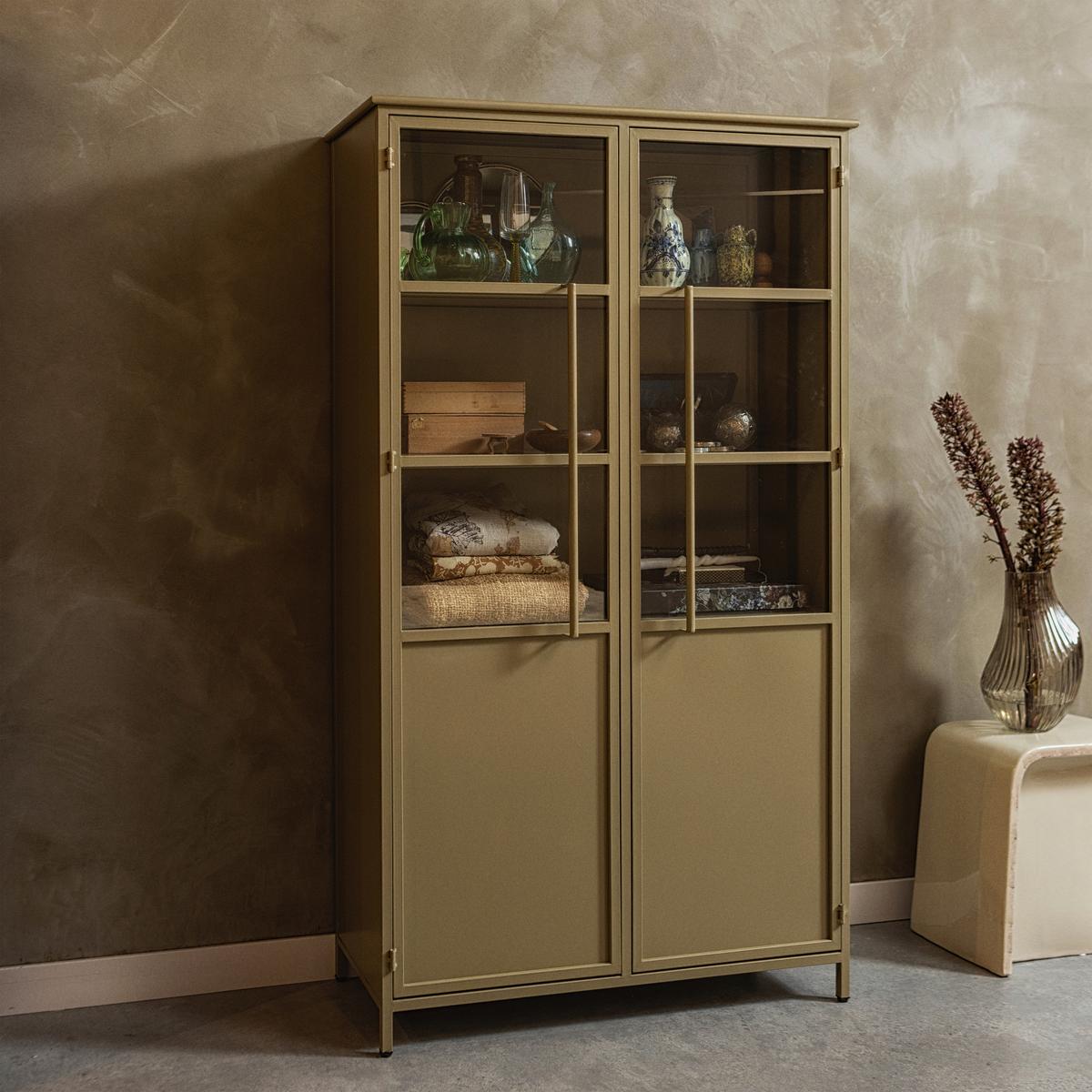 Vitrine Exhibit Khaki - Khaki, Design, Glas/Metall (99/170/44cm) - Livetastic