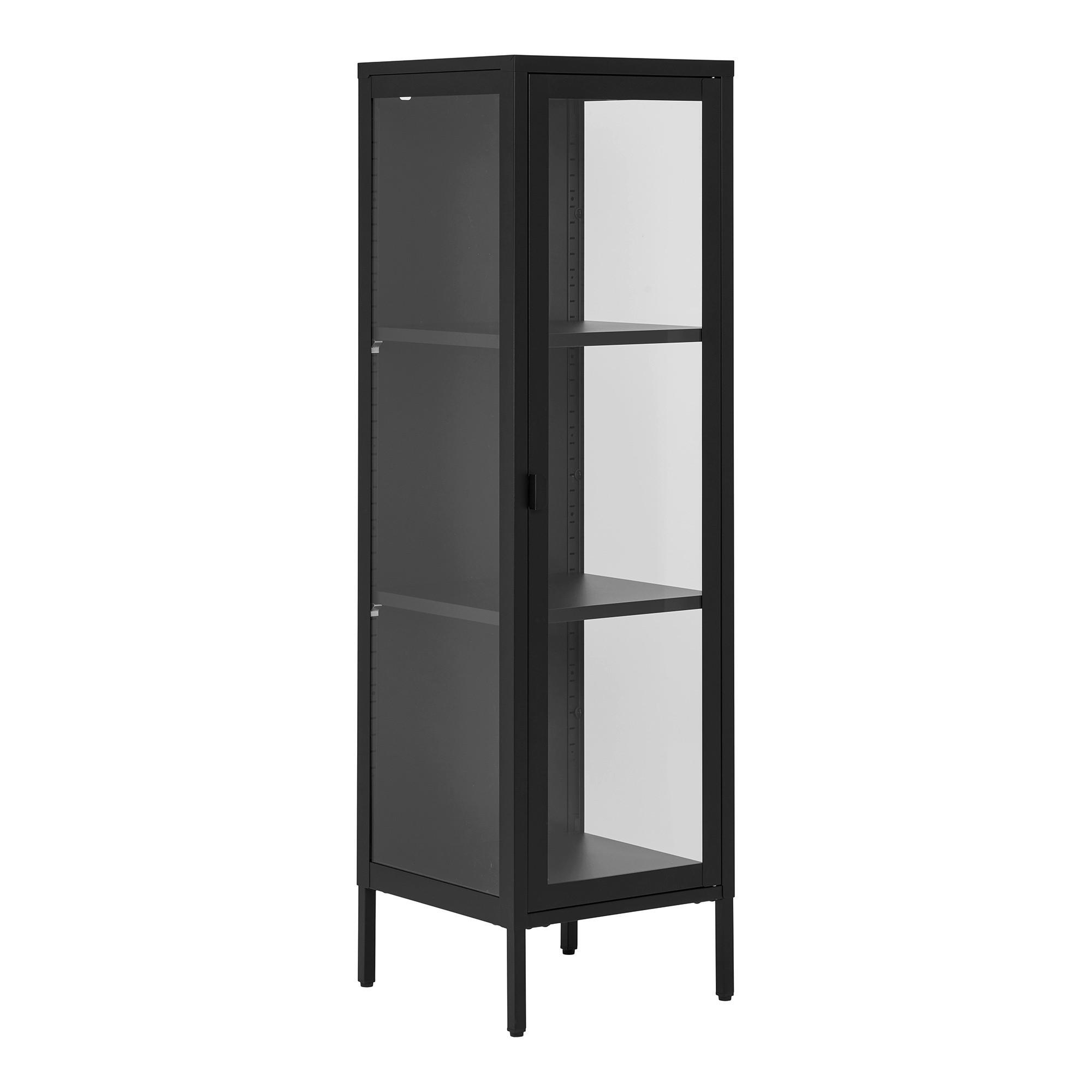 Vitrine Brisbane Schwarz - Transparent/Schwarz, Design, Glas/Metall (35/140/40cm) - MID.YOU