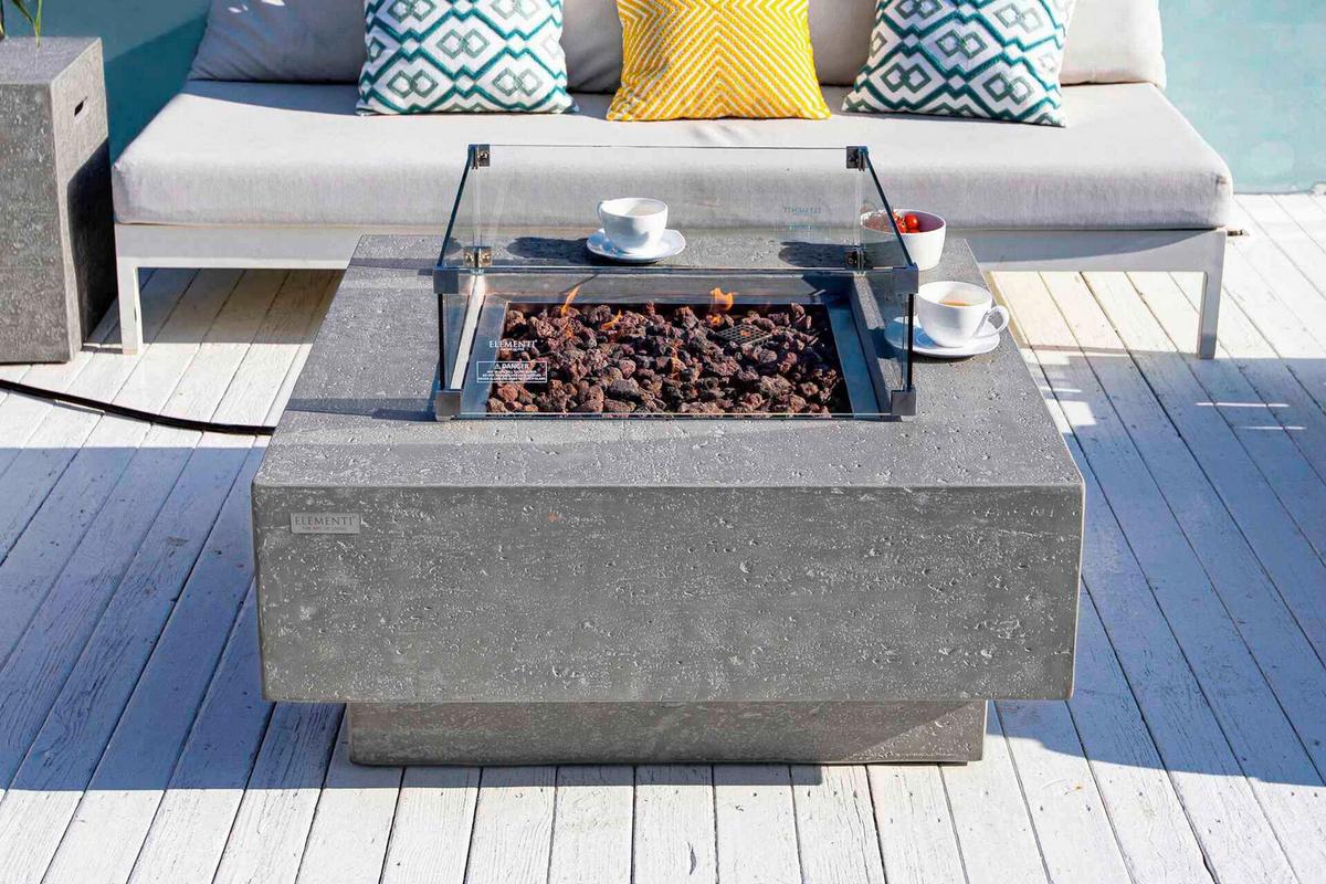 Feuerstelle Manhattan Hellgrau - Hellgrau, KONVENTIONELL, Stein/Metall (91/40/91cm) - Gardenson