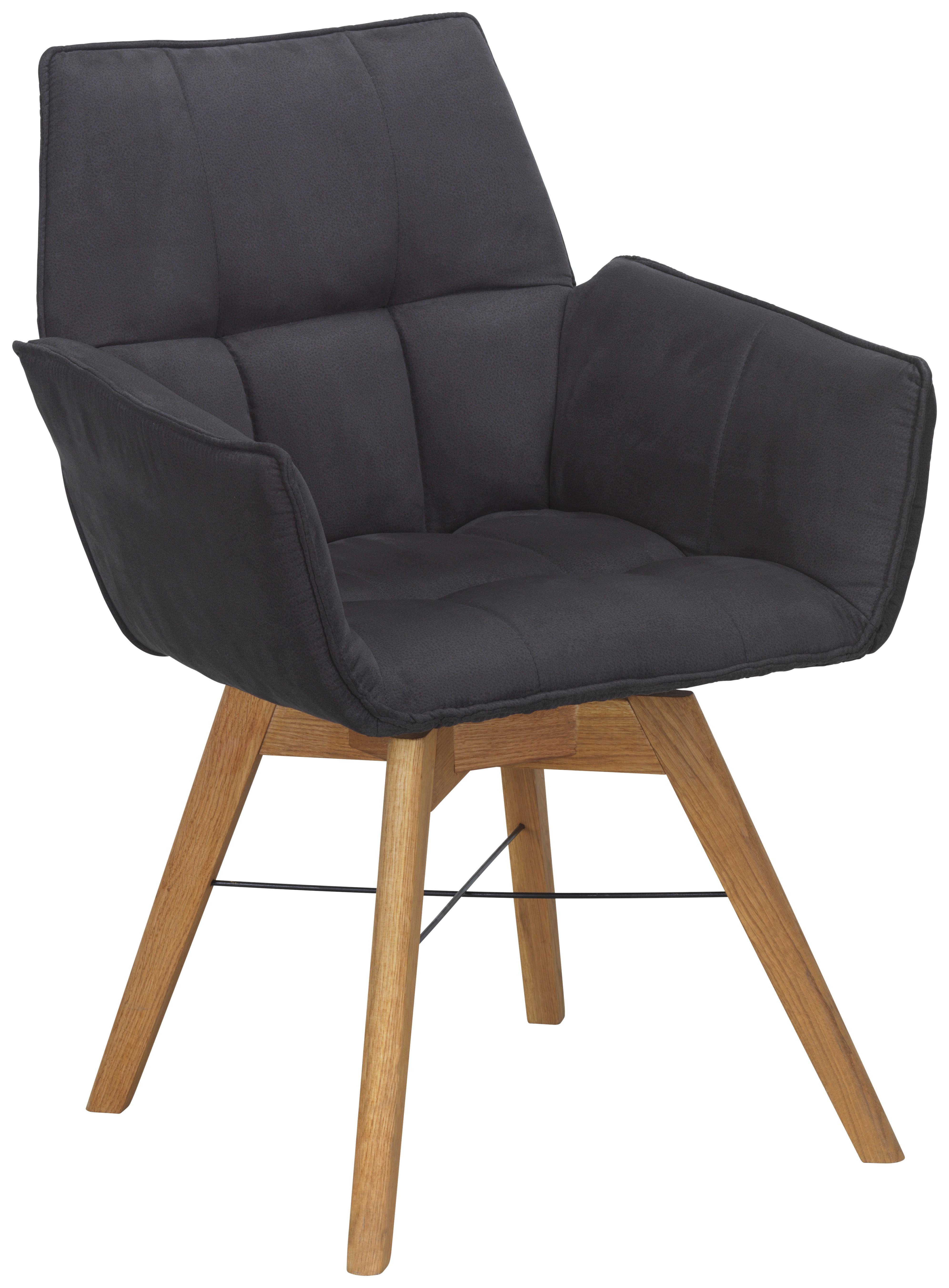 KRZESŁO Z PODŁOKIETNIKAMI BARBADOS - kolor dębowy/czarny, Design, drewno/tkanina (61/87/63cm) - Waldwelt