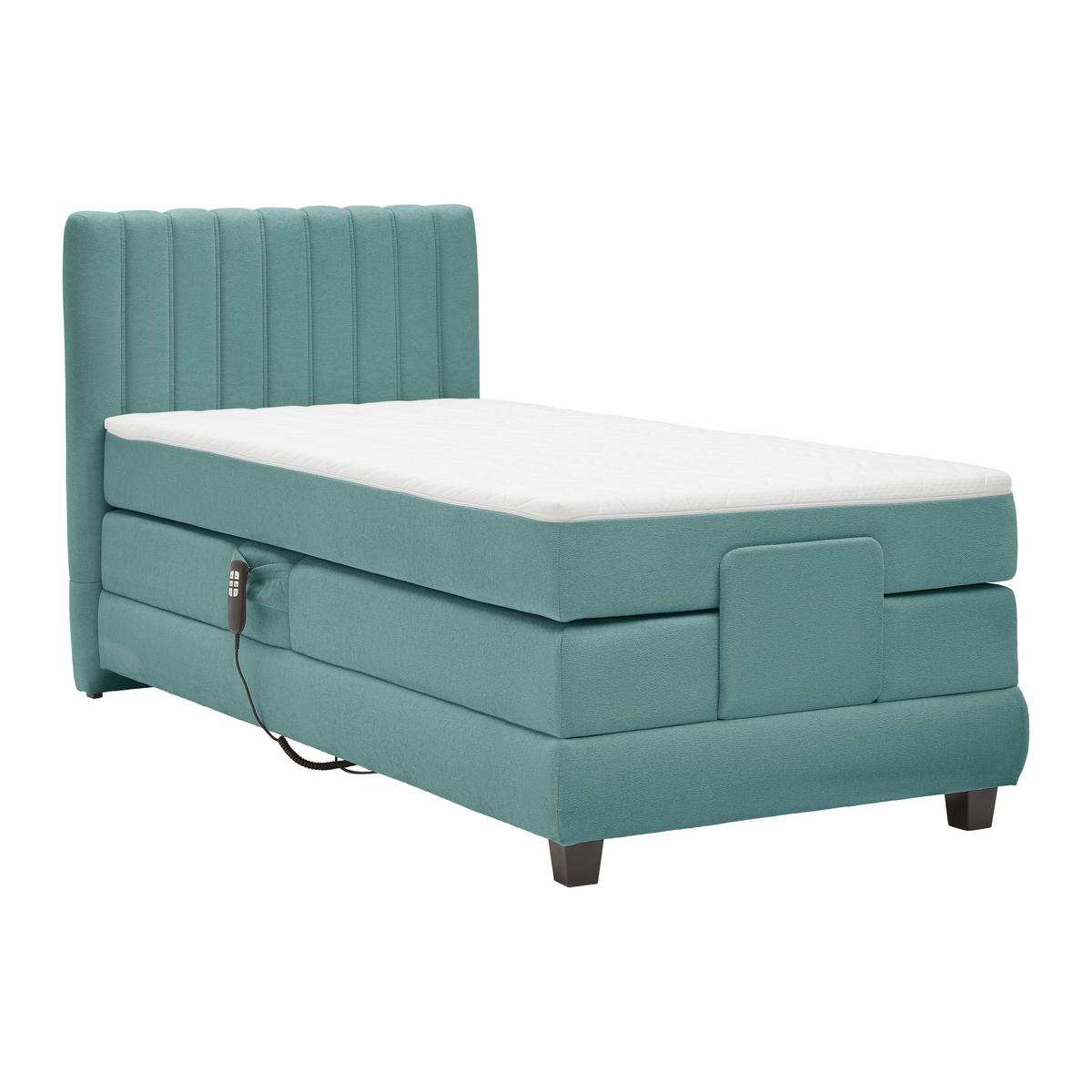 Boxspringbett Dixon Türkis ca. 90x200cm - Türkis/Schwarz, KONVENTIONELL, Holz/Holzwerkstoff (90/200cm) - Premium Living