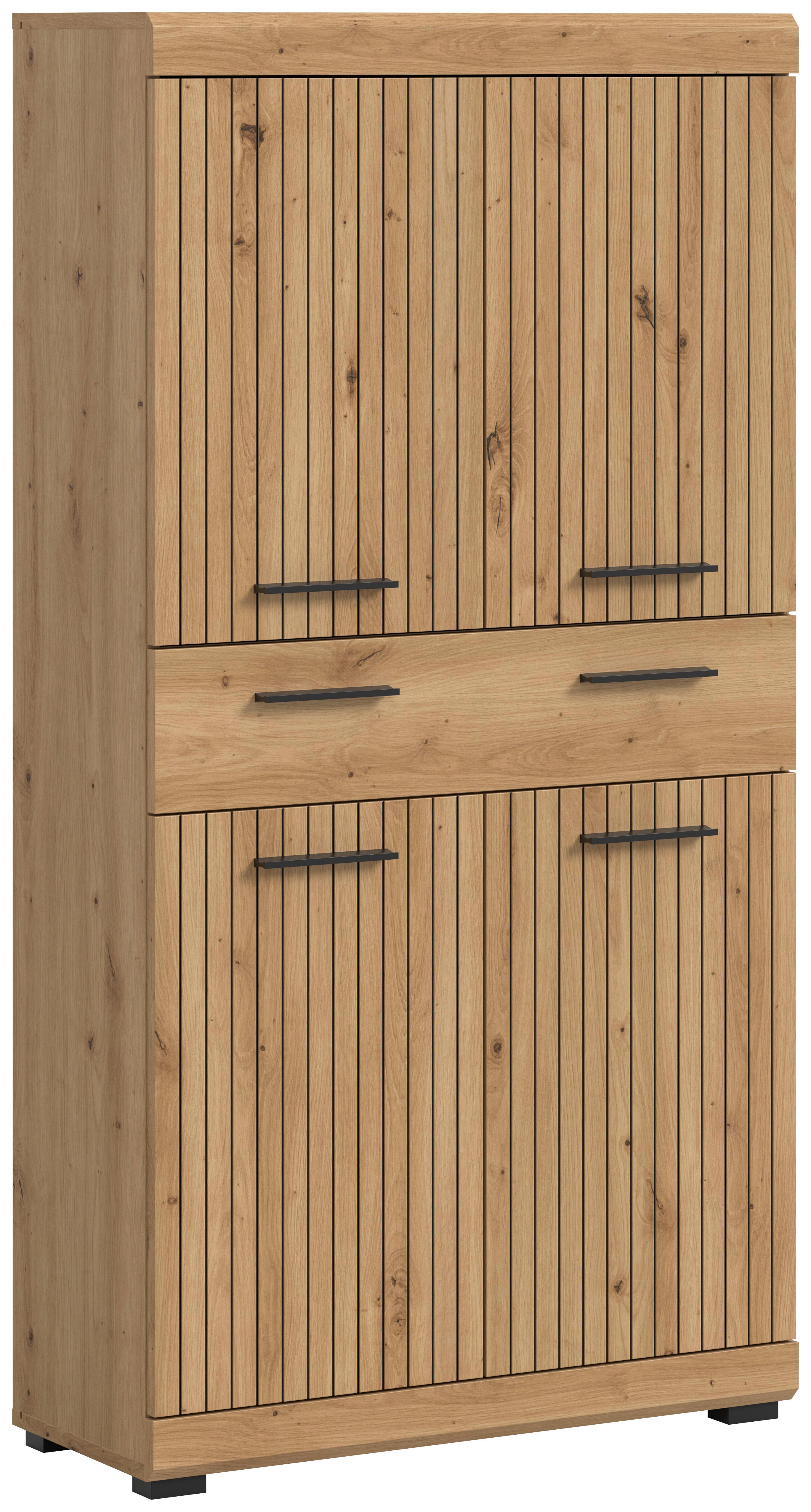 Midischrank Scout Eiche Artisan - Schwarz/Eiche Artisan, Trend, Holzwerkstoff/Kunststoff (74/141/31cm) - MID.YOU
