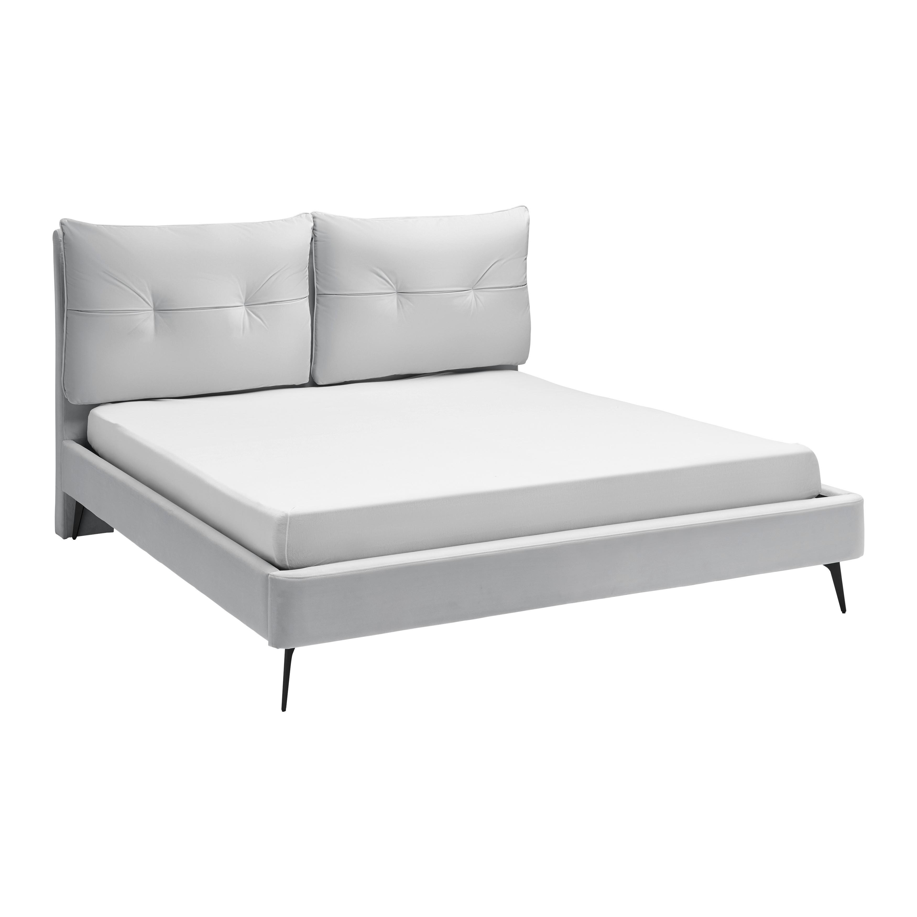 Tapecirani Krevet Malea - prirodne boje/svijetlo siva, Moderno, drvo/metal (180/200cm) - Bessagi Home