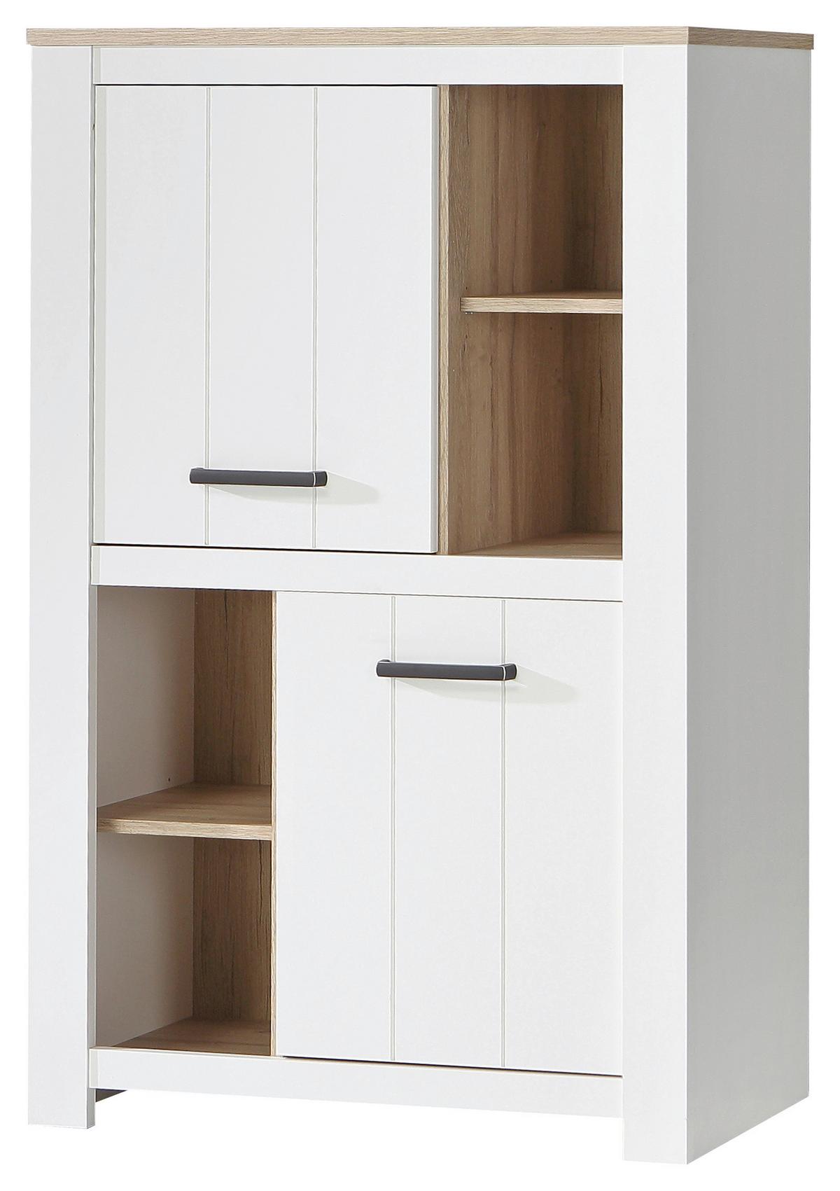 Komoda Elara - hrast Bianco/bijela, Moderno, drvni materijal/metal (86,7/147,1/42,2cm) - Modern Living