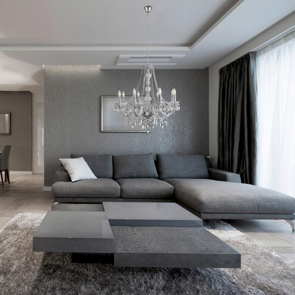 Csillár Marie Therese 8888-8cl - krómszínű, Konventionell, műanyag/fém (74/150cm)