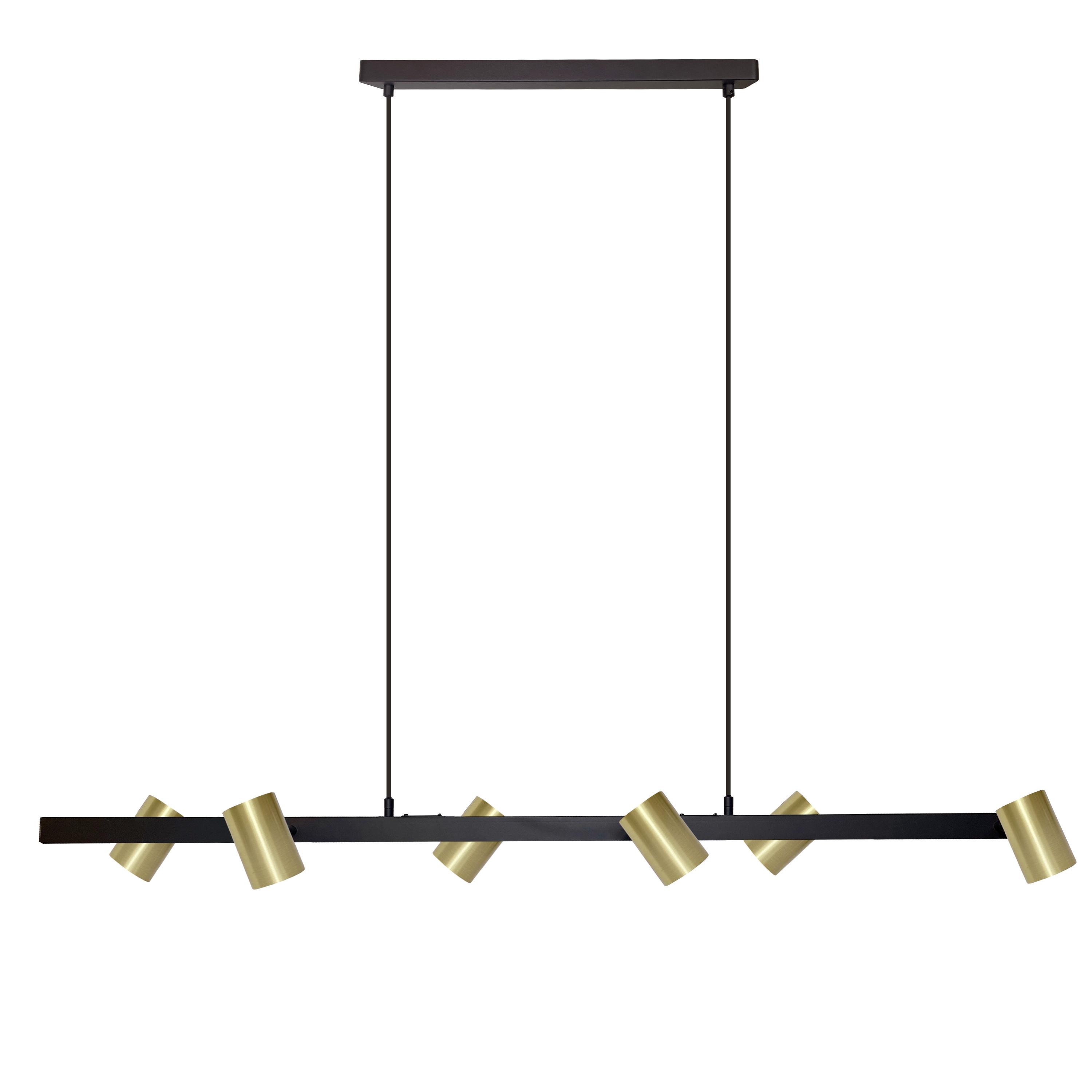 Hängeleuchte Lp-731/6p Gold _ Snow 6 - Schwarz, Design, Metall (115/45/150cm)