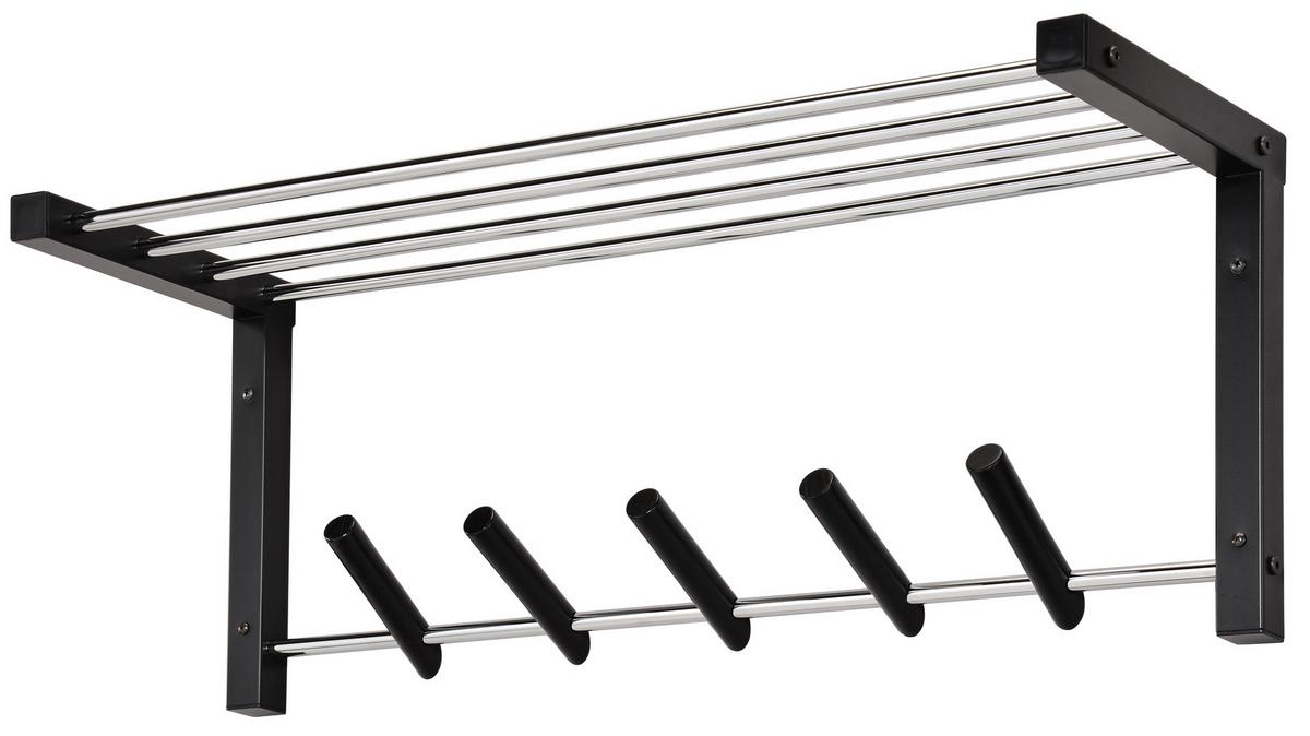 Wandgarderobe Benny aus Kiefer vollmassiv - Chromfarben/Schwarz, Konventionell, Holz/Metall (79/30/25cm) - Based