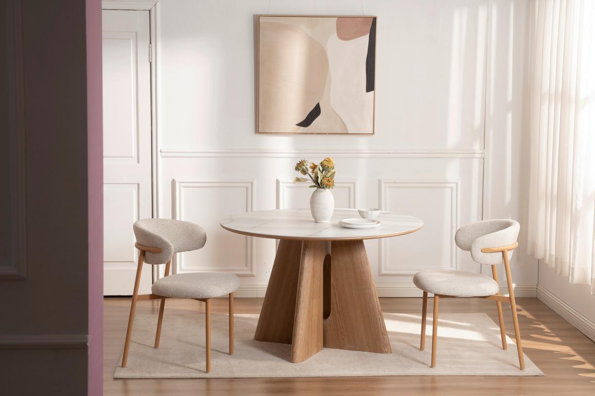 Jedilna Miza Otis, Barva Hrasta, Bela, Ø 120 - barve hrasta/bela, Moderno, kamen/leseni material (120/75cm) - Livetastic