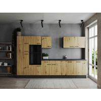 Kuhinjski Blok Brez Aparatov Oliver, 340cm - črna/siva, Design, kovina/leseni material (340cm) - Respekta