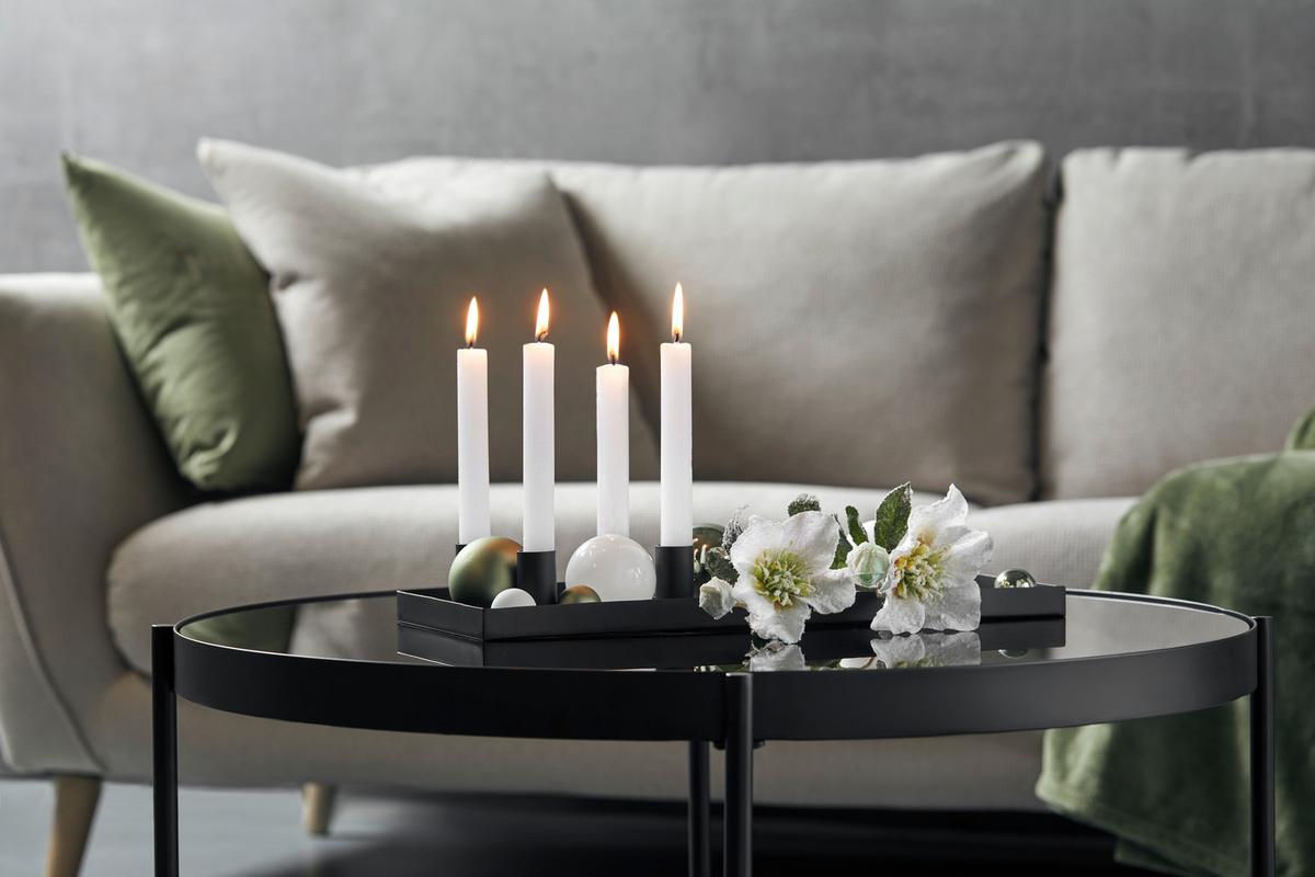 Hengergyertyatartó Rimalh - fekete, Modern, fém (42/16/6cm) - Premium Living