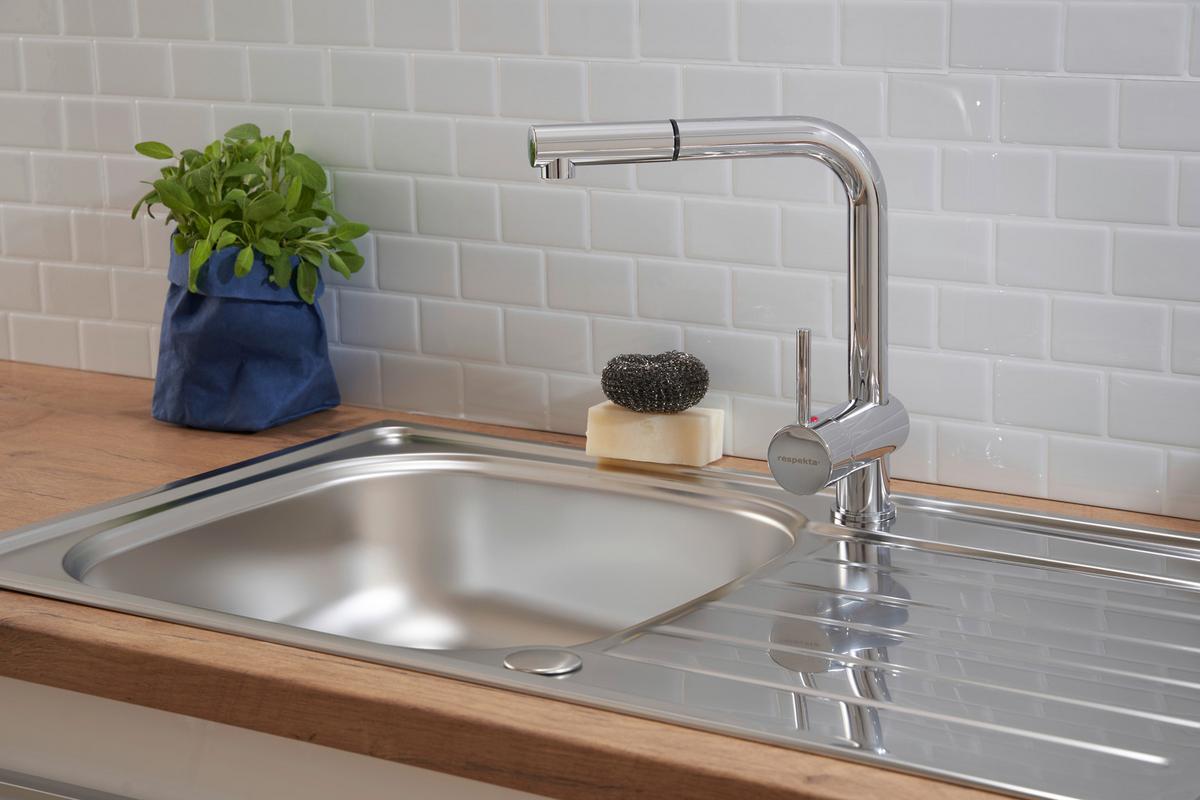 Spüle Edelstahl ca. 86x50 cm - Edelstahlfarben, Trend, Metall (86/17,5/50cm) - Respekta