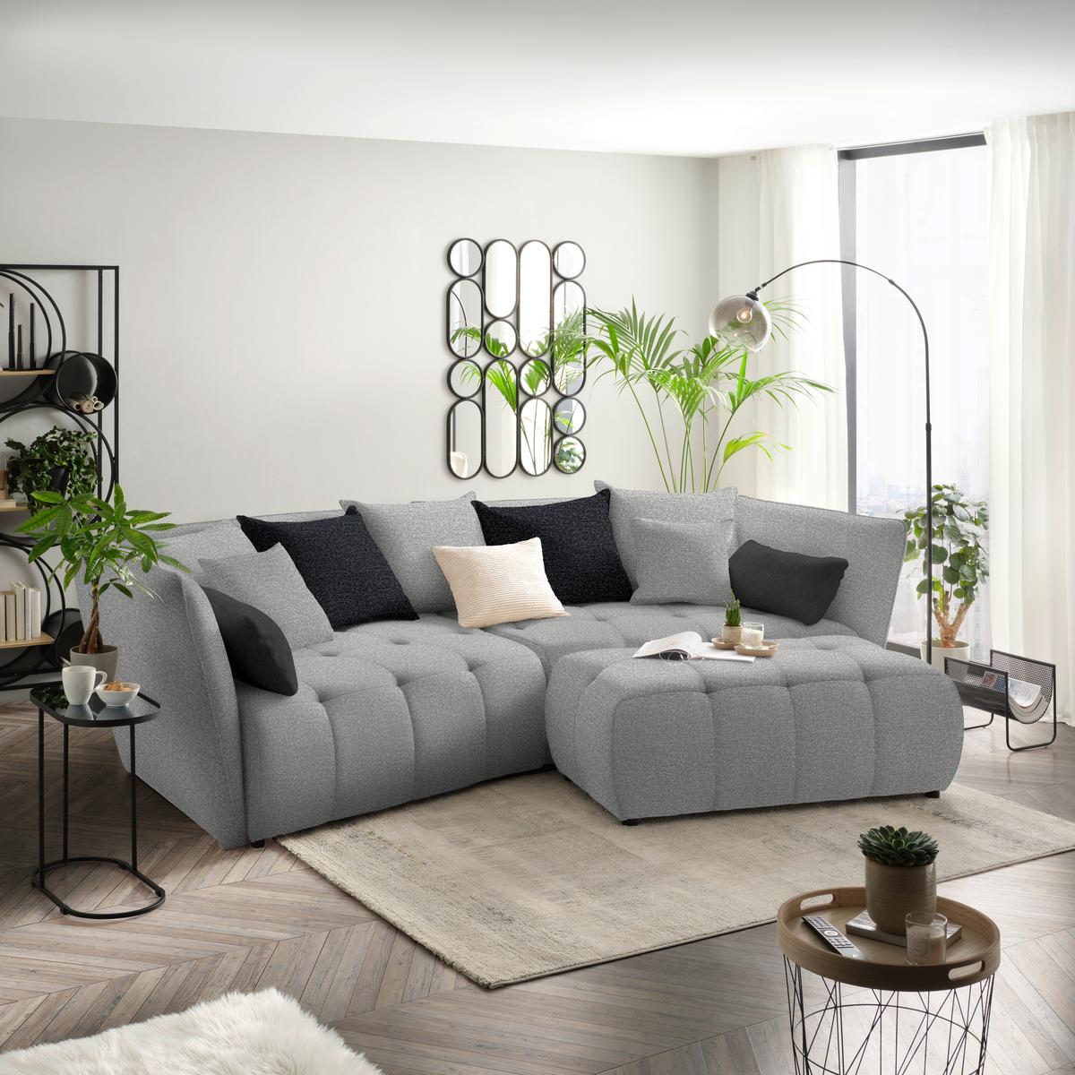 Boxspringsofa Sofi Hellgrau - Dunkelgrau/Hellgrau, MODERN, Textil (294/93/152cm) - Premium Living