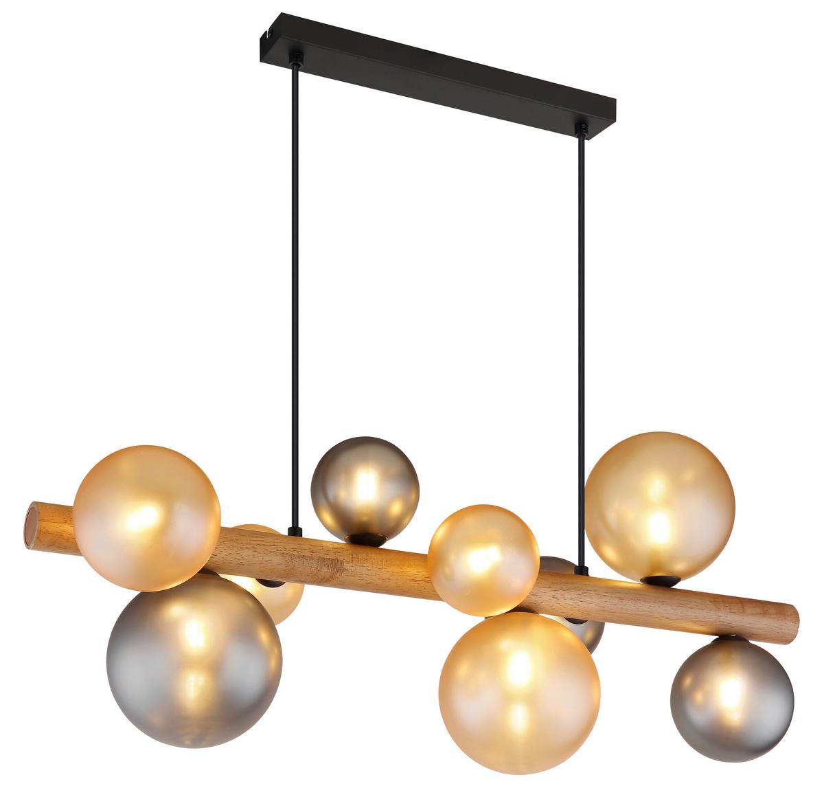 Viseća Svjetiljka Riha - narančasta/tamno smeđa, Basics, staklo/drvo (78/29/150cm) - Globo