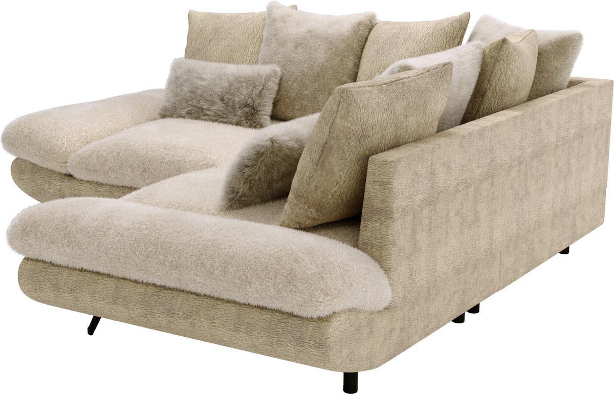 Wohnlandschaft Bormio Beige - Beige/Schwarz, MODERN, Textil/Metall (276/276cm) - Premium Living