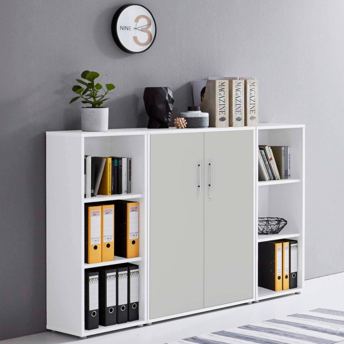 AKTENSCHRANK OFFICE EDITION - SW SET 2 - Hellgrau/Weiß, MODERN, Holzwerkstoff (172,6/113,6/33cm) - MID.YOU