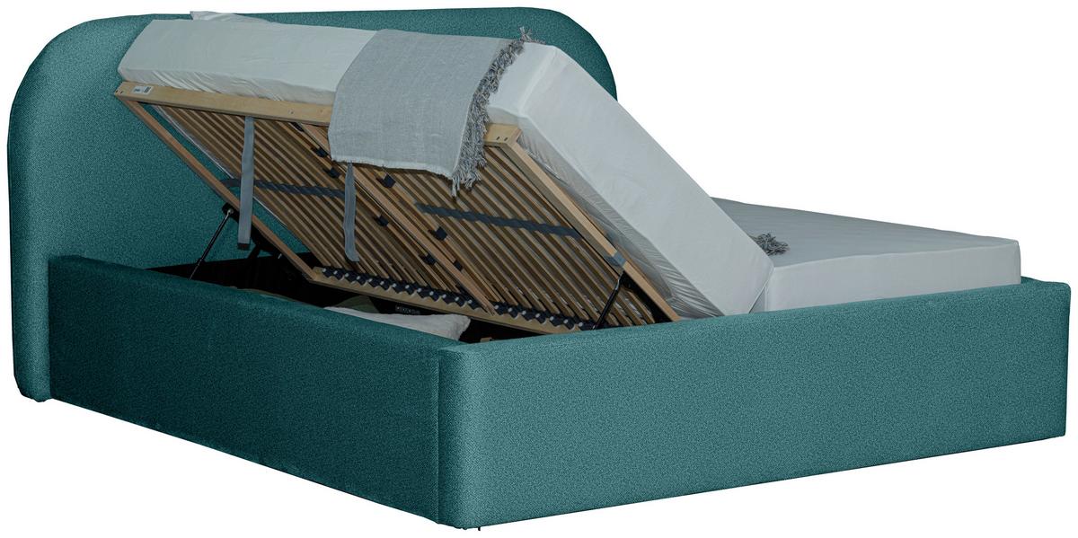 Tapecirani Krevet Bilbao Storage - boje petroleja/crna, Design, drvo/tekstil (160/200cm) - Based