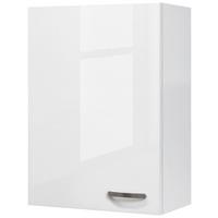 Küchenoberschrnak Alba Weiß - Edelstahlfarben/Weiß Hochglanz, MODERN, Holzwerkstoff/Metall (60/89/32cm) - FlexWell