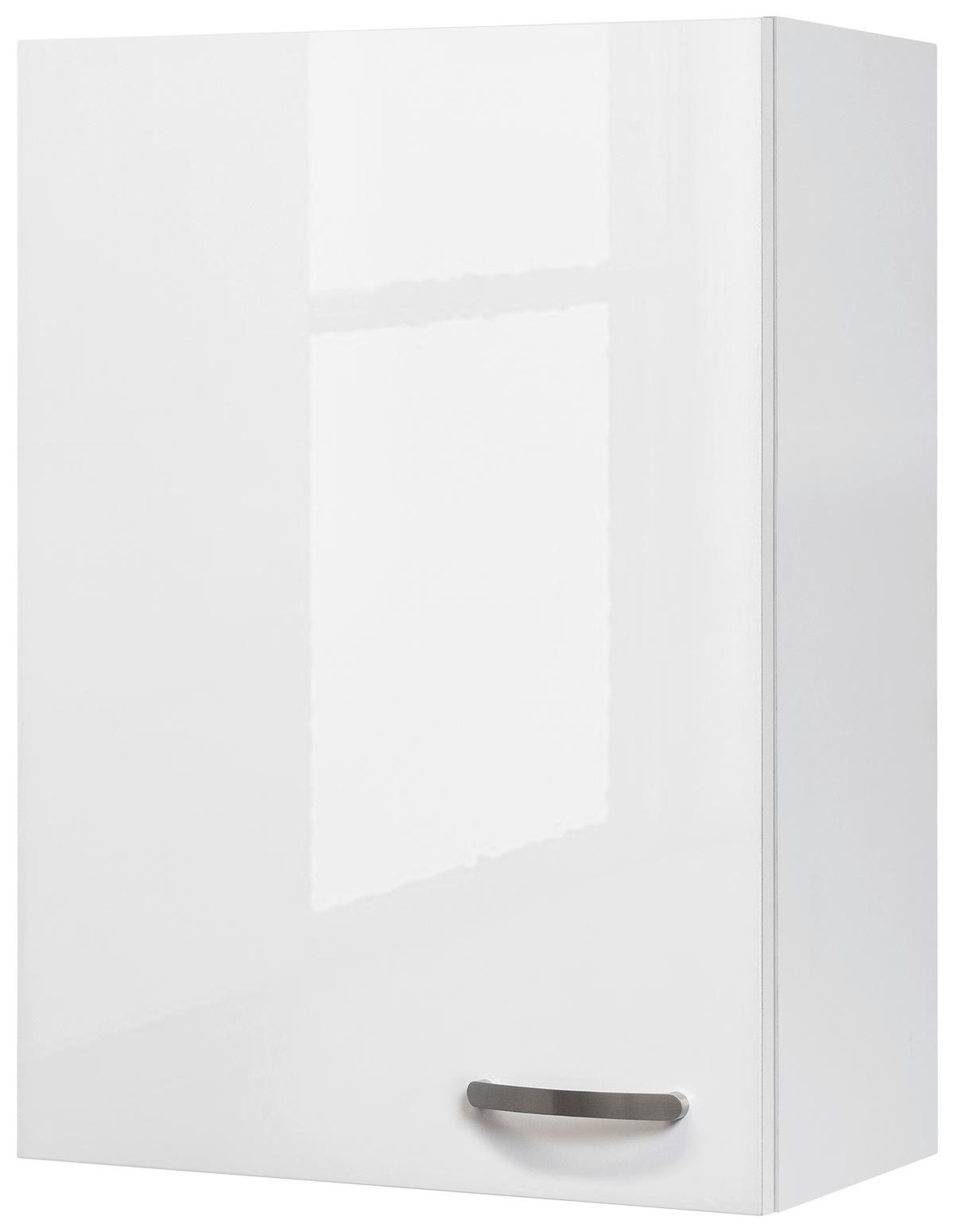 Küchenoberschrnak Alba Weiß - Edelstahlfarben/Weiß Hochglanz, MODERN, Holzwerkstoff/Metall (60/89/32cm) - FlexWell