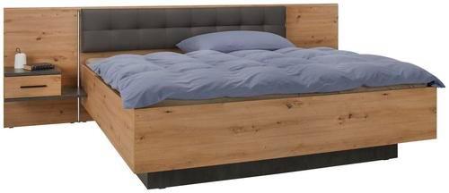 Bettanlage in Artisan Eiche - Eichefarben/Dunkelgrau, MODERN, Holzwerkstoff/Kunststoff (180/200cm) - Mömax