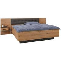 Set Kreveta I Noćnih Ormarića Chanton - boje hrasta/tamno siva, Moderno, drvni materijal/metal (180/200cm) - Modern Living
