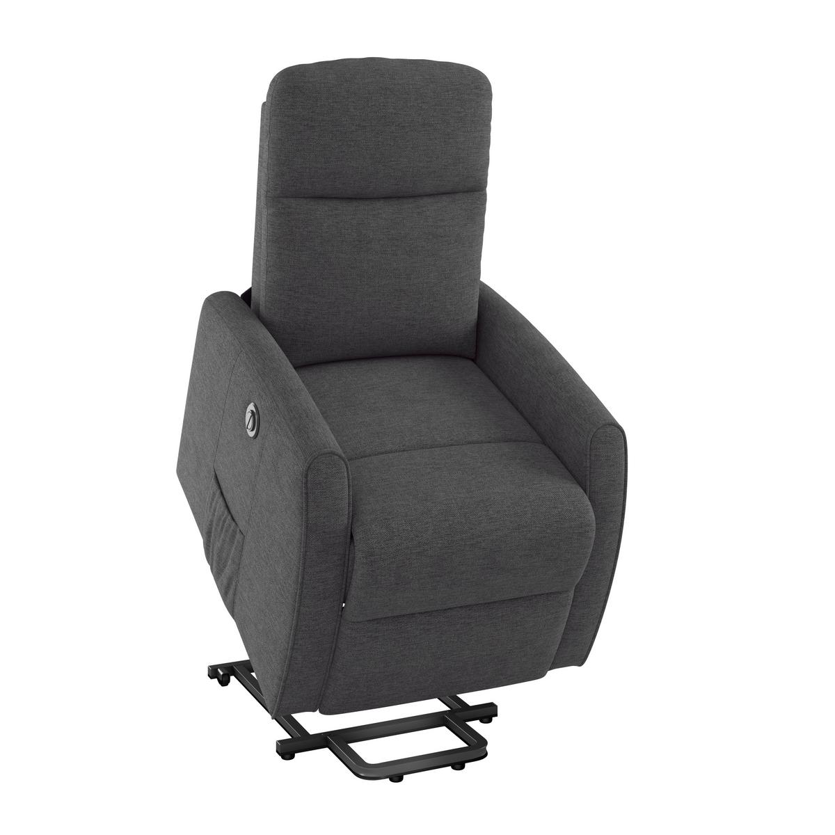Tv Fotelj Athen, Temno Siva, Pomoč Pri Vstajanju - temno siva, Moderno, kovina/tekstil (67.5/107/88.5cm)