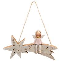 Decorațiune de agățat Holly -Paz- - alb/roz, Konventionell, plastic/material pe bază de lemn (15/11/1cm) - Mömax