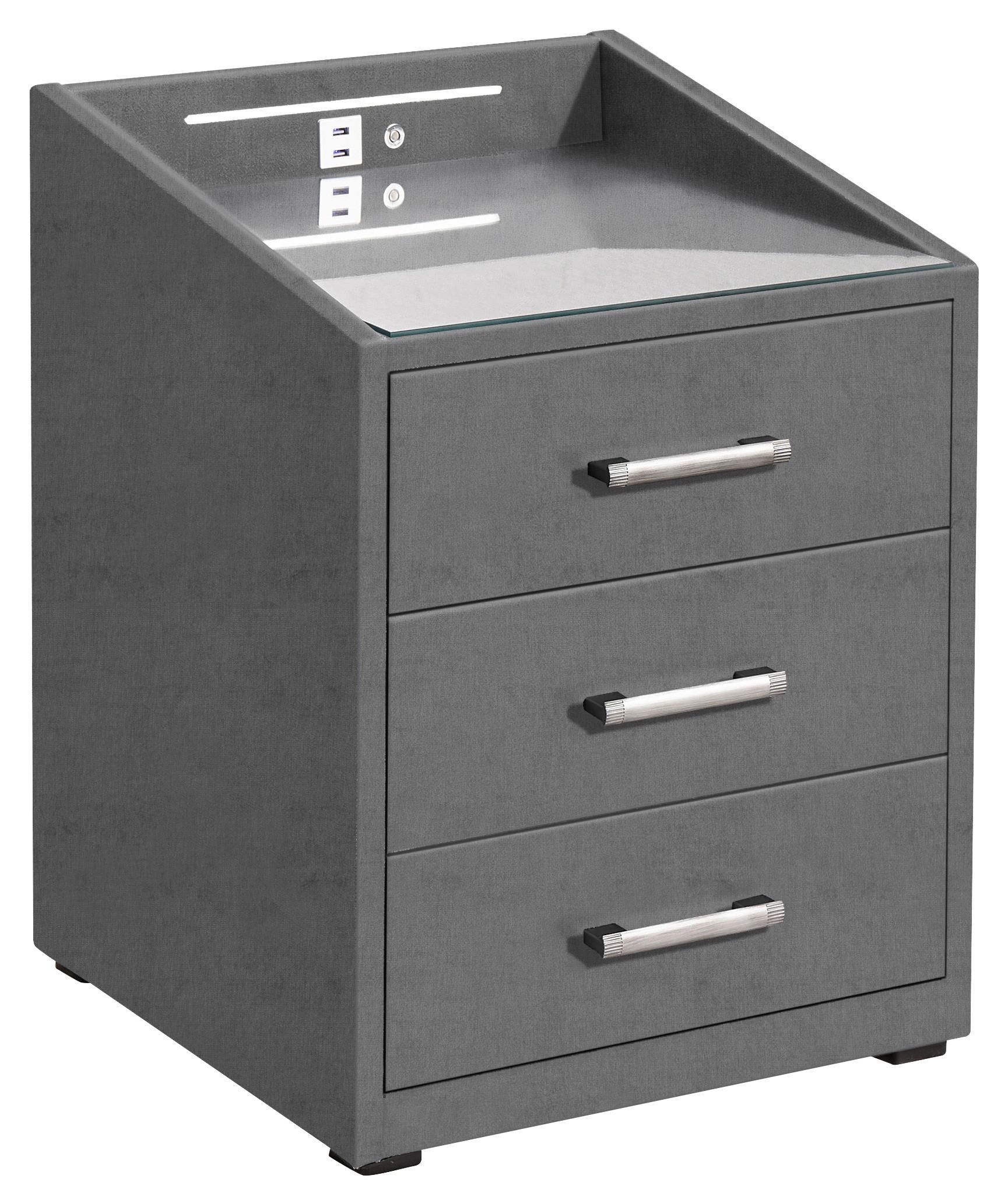 Nachtkästchen in Anthrazit 'Moon' - Anthrazit/Silberfarben, Basics, Holzwerkstoff/Kunststoff (47/61/46cm) - Esposa