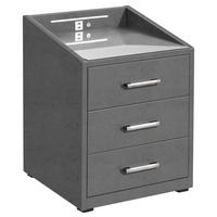 Nachtkästchen in Anthrazit 'Moon' - Anthrazit/Silberfarben, Basics, Holzwerkstoff/Kunststoff (47/61/46cm) - Esposa