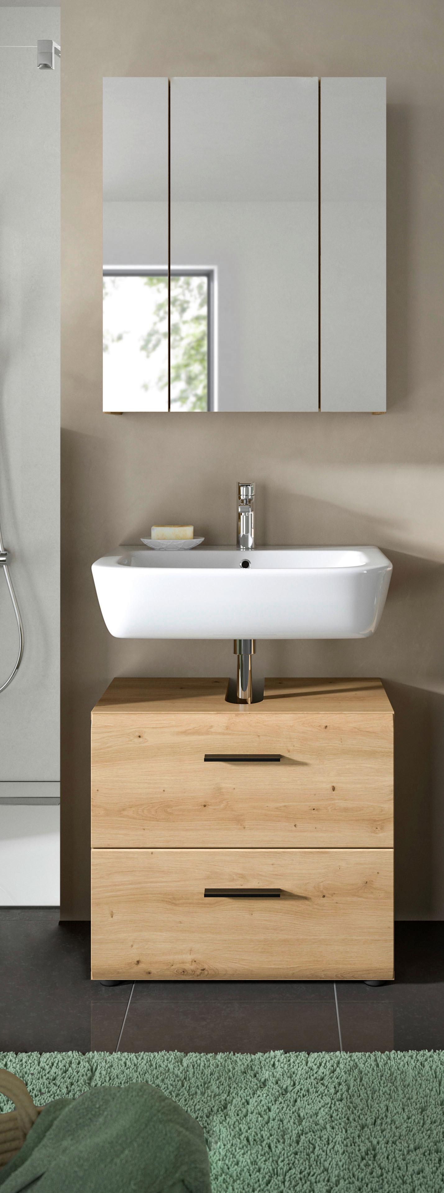 BADEZIMMER ICE - Schwarz/Eiche Artisan, Basics, Holzwerkstoff (60cm) - MID.YOU