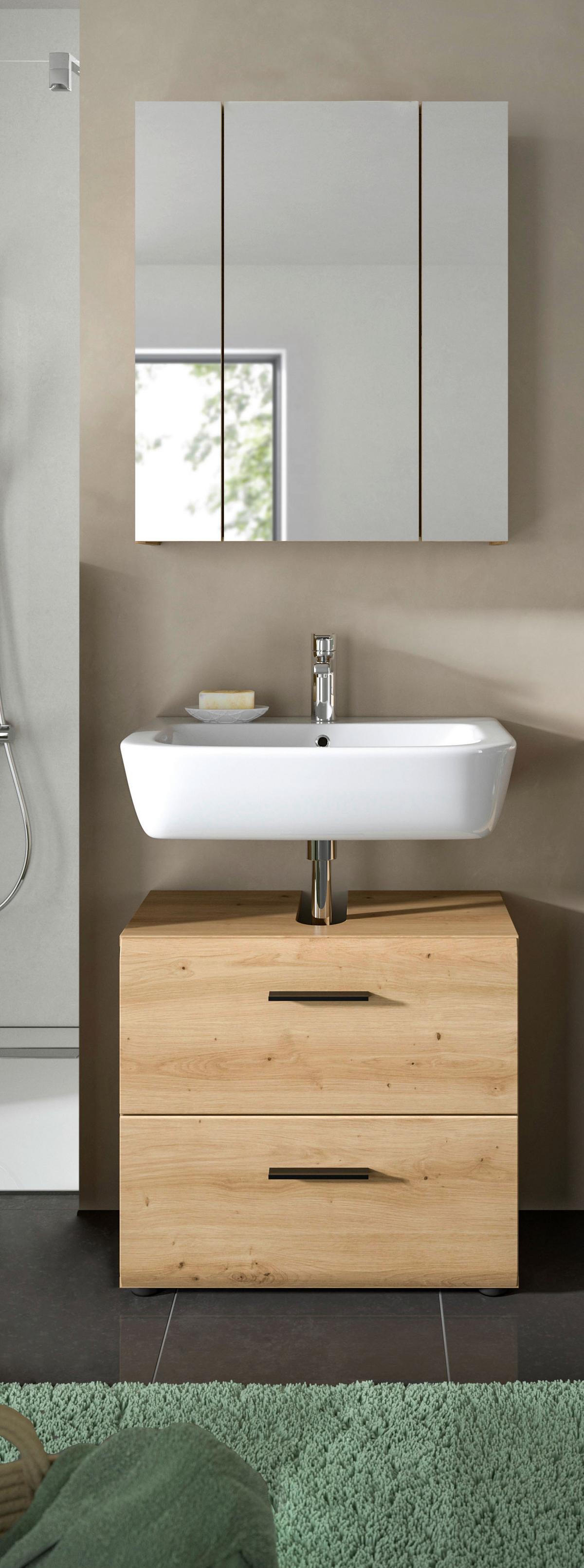 BADEZIMMER ICE - Schwarz/Eiche Artisan, Basics, Holzwerkstoff (60cm) - MID.YOU