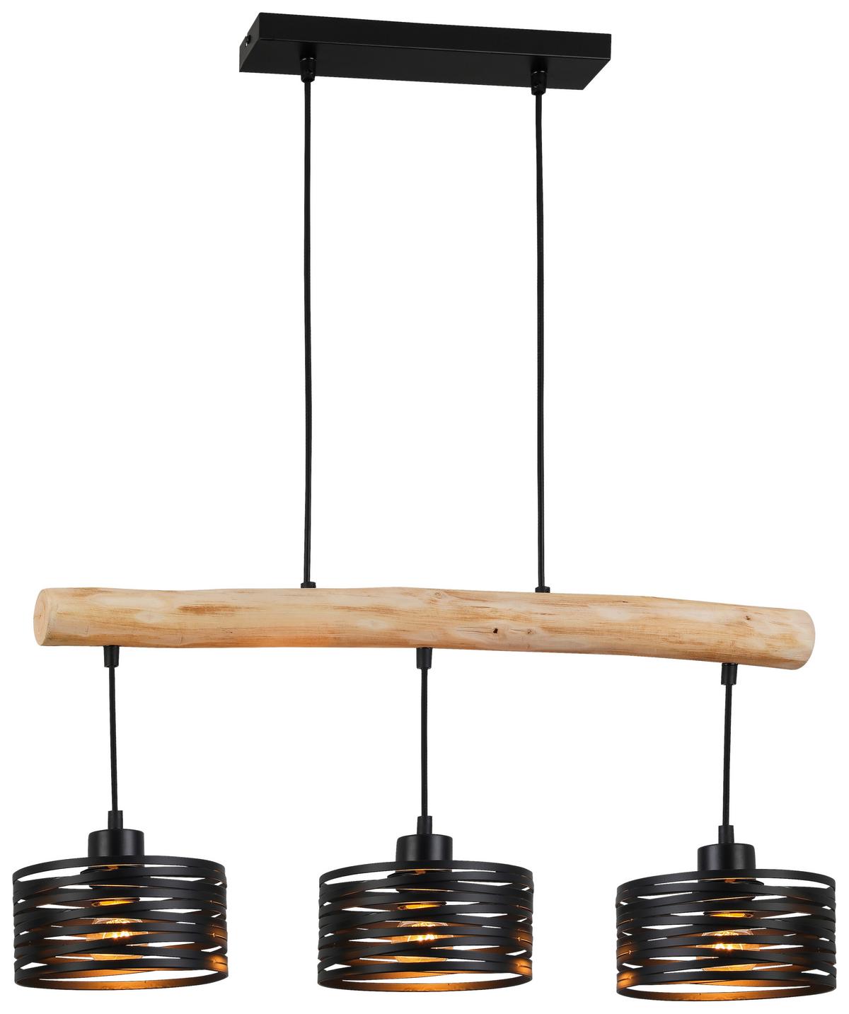 Hängeleuchte Guiseppe in Schwarz max. 40 Watt - LIFESTYLE, Holz/Metall (70/17/120cm) - Mömax