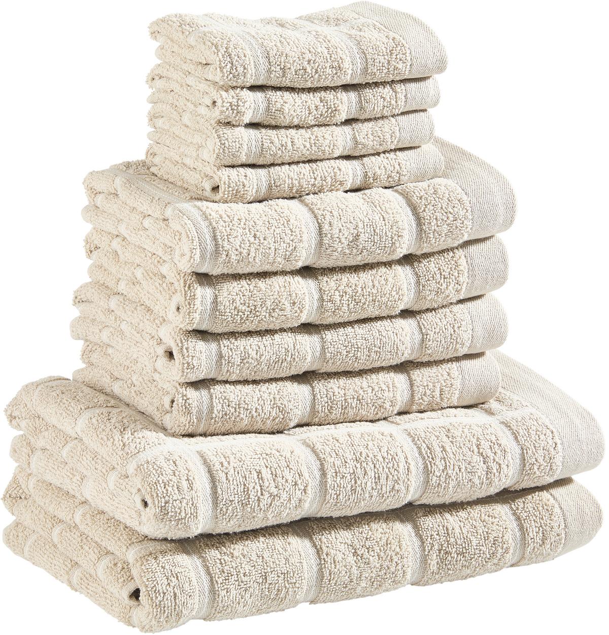 ZESTAW RĘCZNIKÓW FROTTE CHECK - greige, tkanina - Esposa