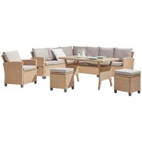 Lounge Garnitura Porto-multi, Svetlo Rjava, 6-Delni Set - svetlo rjava/siva, Moderno, umetna masa/tekstil (190/237cm) - Beldano