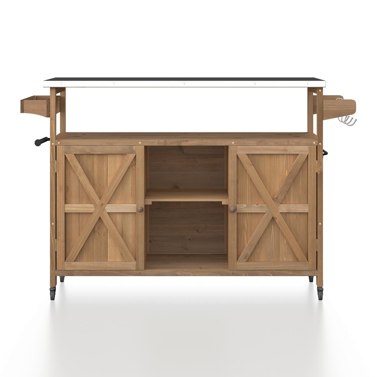 Gartenschrank Ali Tannenfarben aus Echtholz - Tannenholzfarben, MODERN, Holz/Metall (143/92/47cm) - Bessagi Garden