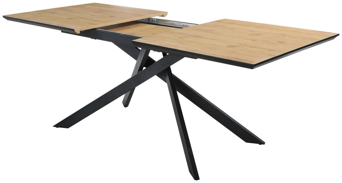 Masa RENO - culoare lemn stejar, Modern, metal/material pe bază de lemn (160+40/85/76cm) - Mömax