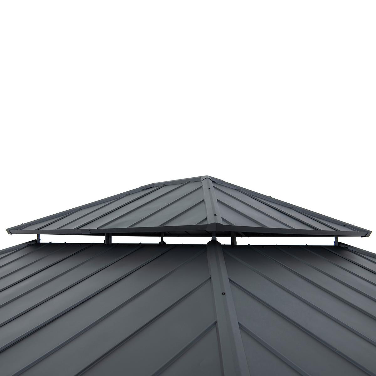 Pavillon Gazebo Anthrazit Echtholz - Anthrazit, Basics, Metall (390/320/450cm) - Modante