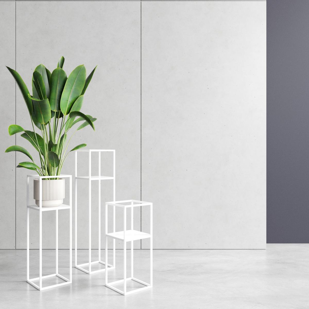 Blumenständer Weiß - Weiß, Basics, Metall (19/62/19cm)