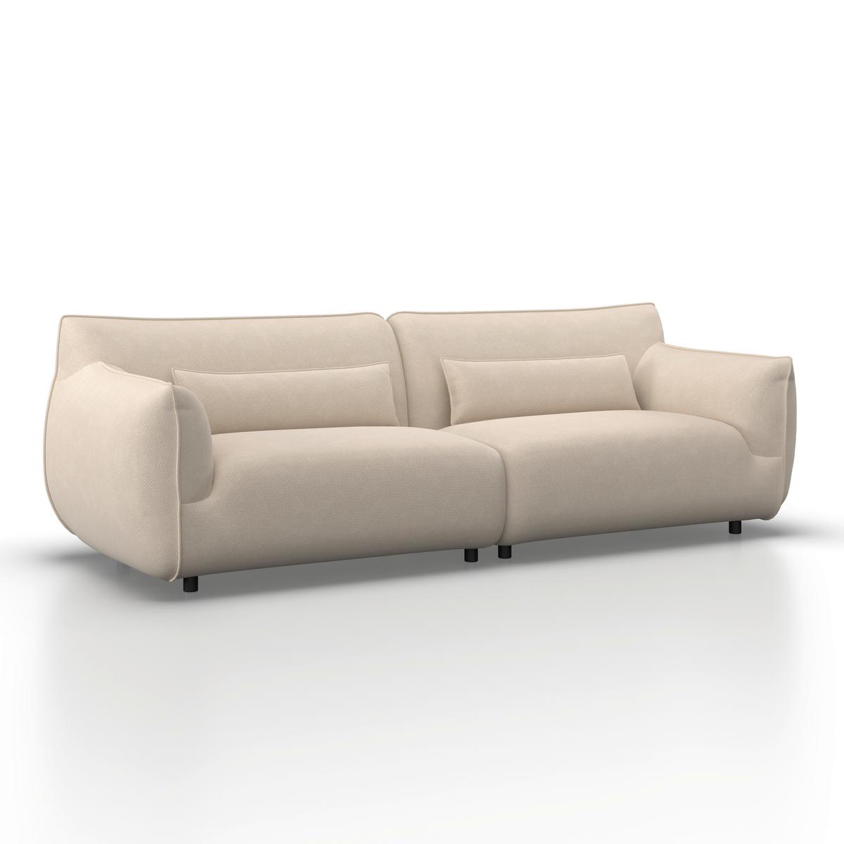 Velika Zofa Clara, Krem - črna/krem barve, Moderno, kovina/tekstil (284/86/111cm) - Bessagi Home