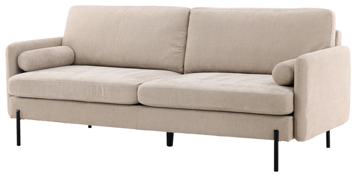 2-SITZER-SOFA ANTIBES - Beige/Schwarz, Design, Textil/Metall (209.5/86/87cm) - Livetastic