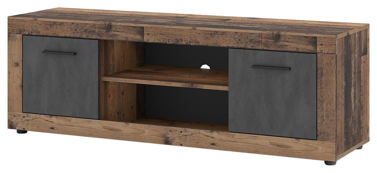 Nizka Omarica Luna, Antracit, Stari Hrast - stari hrast/črna, Design, umetna masa/leseni material (140/48/40cm) - Modern Living
