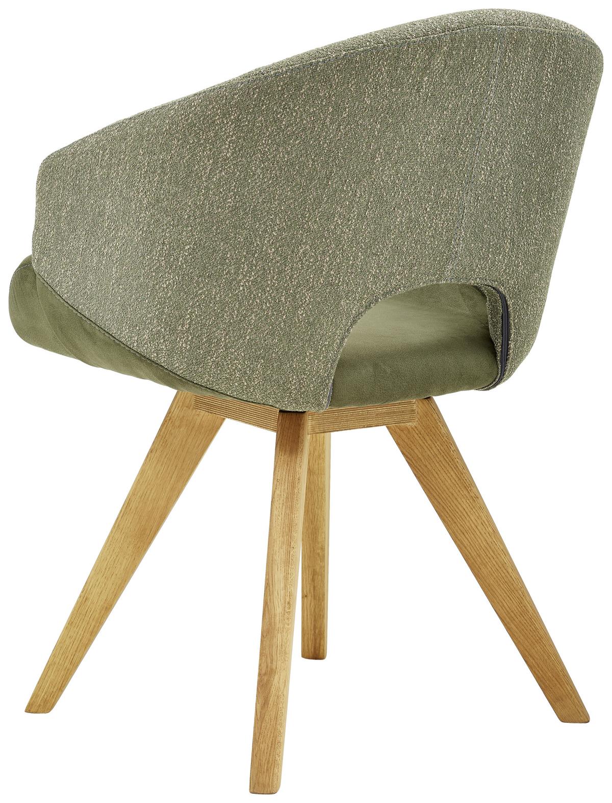 KRZESŁO Z PODŁOKIETNIKAMI RINCON - kolor dębowy/kremowy, Design, tkanina/drewno (58/83/59cm) - Linea Natura