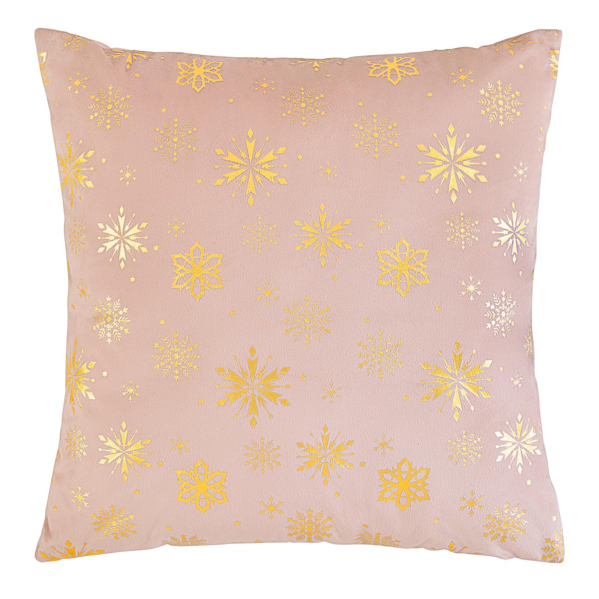 Zierkissen Snowflake Rosa/Goldfarben ca. 45x45cm - Goldfarben/Rosa, Textil (45/45cm) - Mömax